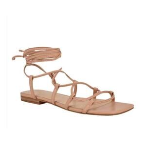 Marc Fisher LTD Women's Beige Mahalia Ghillie‎ Lace Ankle Tie Sandals Size 9M